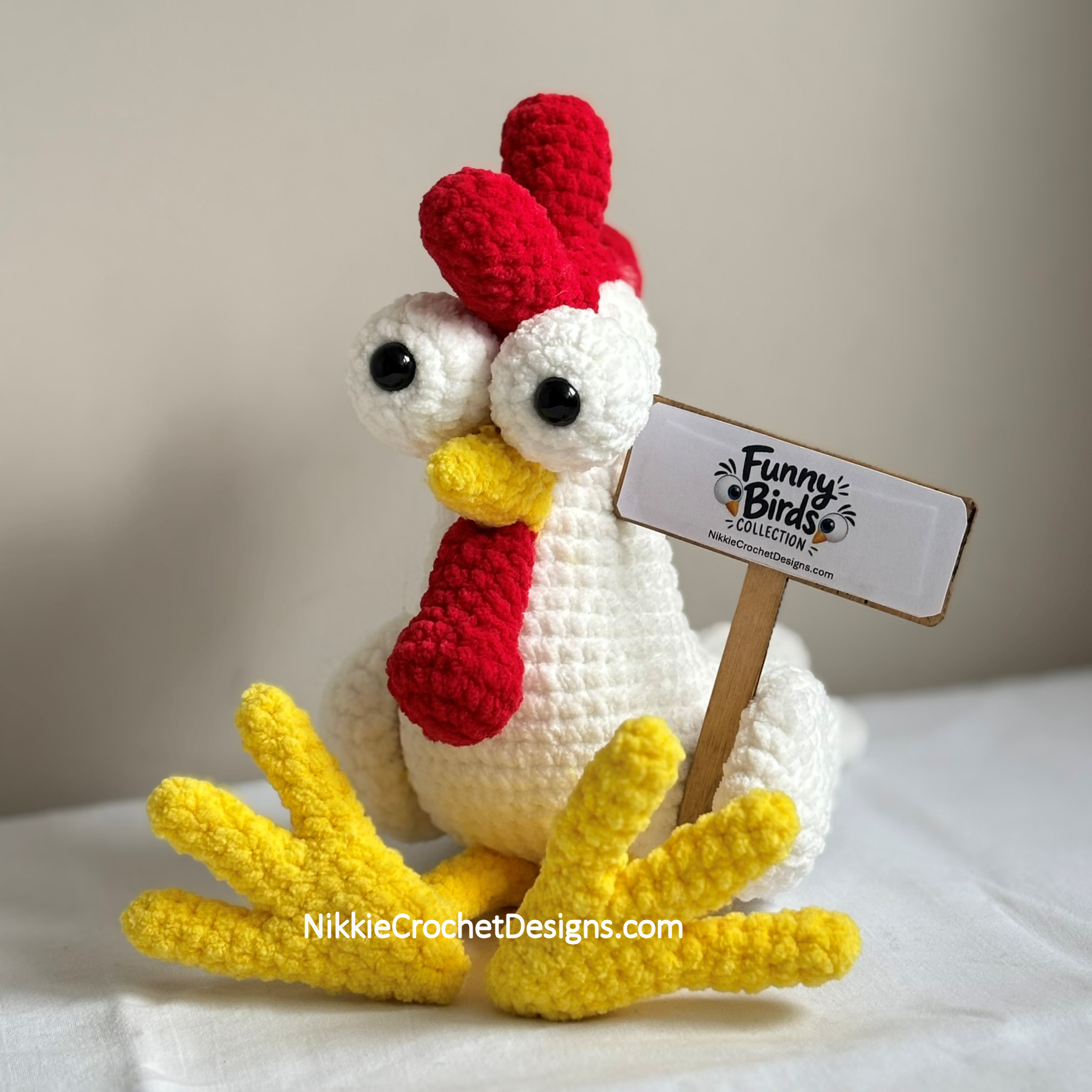 Cheeky Chicken, a funny amigurumi chicken crochet design